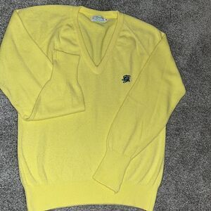 Vintage Canary yellow 1970’s acrylic The Greenbrier V neck retro golf sweater M